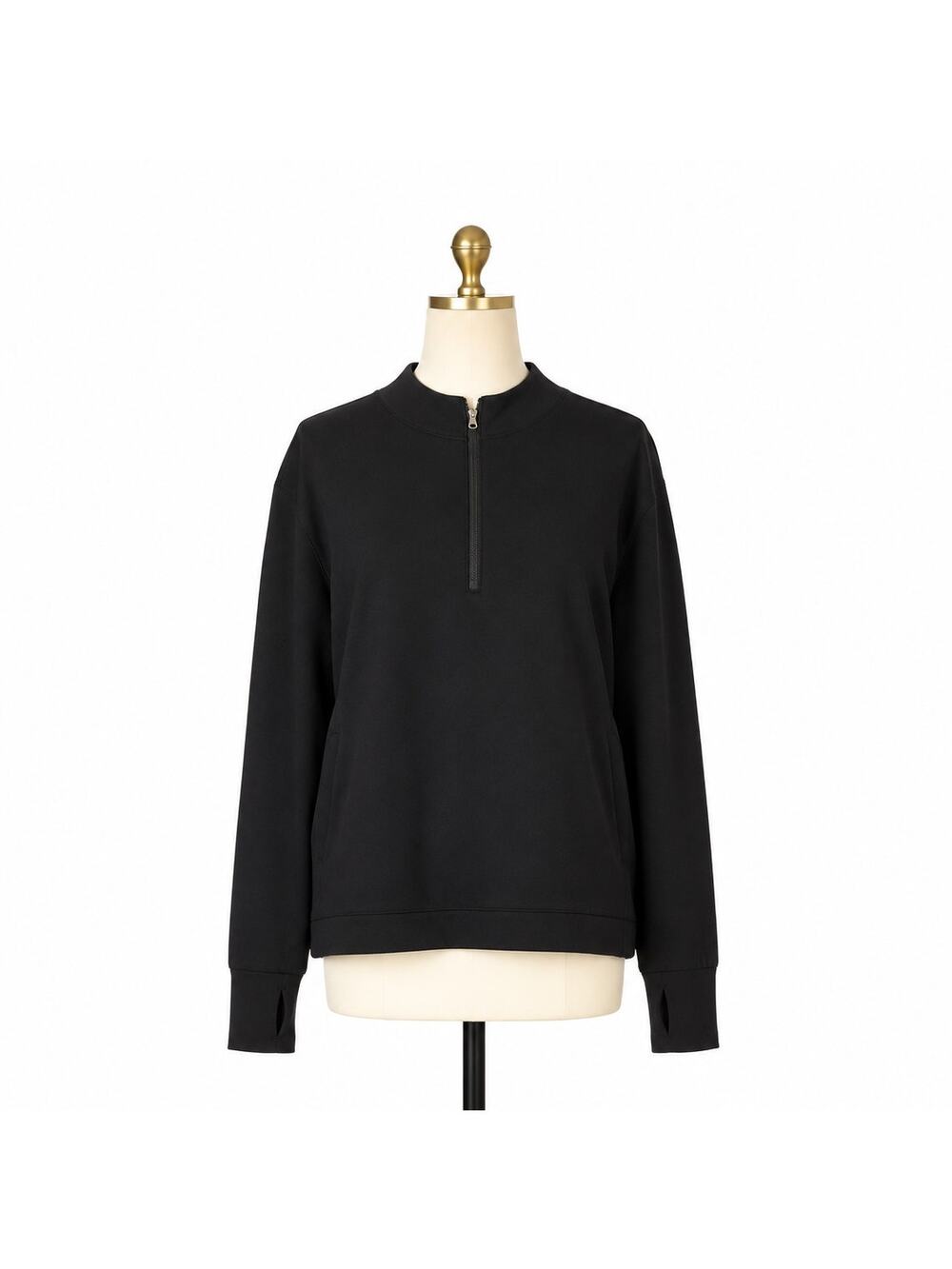 Varley Cleo Half Zip Midlayer Black Modal Blend Pullover Sweatshirt Large